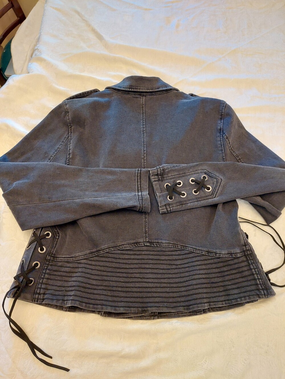 Lane Bryant Black Stretch Moto Corset Side Deniem Jean Jacket. Size 18 - Picture 11 of 14
